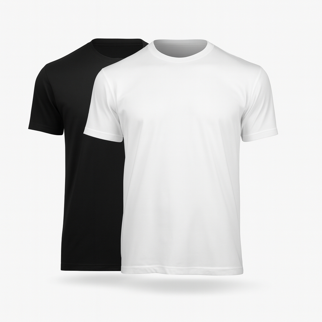 Pack Doble de Camisetas de Algodón (Negro + Blanco)